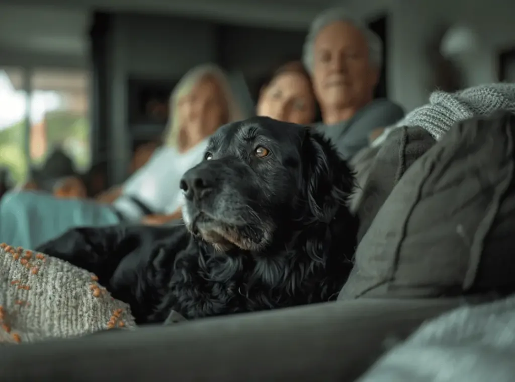 Senior dog laying on the couch - Knose